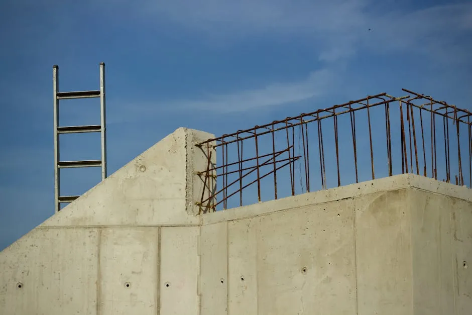 wytrzymała konstrukcja betonowa zbrojona na placu budowy