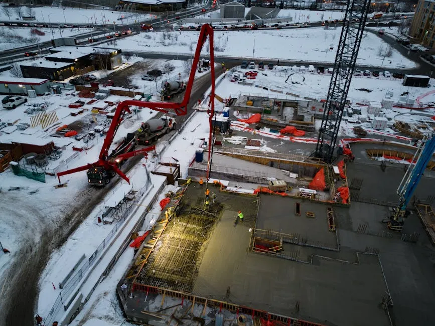 Profesjonalna pompa tłokowa podająca beton na placu budowy w warunkach wymagających wysokiej precyzji